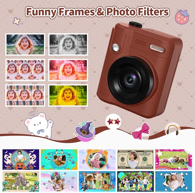 Detalle 2 de Gofunly Sofortbildkamera Kinder mit 1080P, 32 GB Karte & Sofortdruck-Papier (3–12 Jahre)