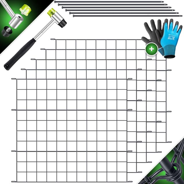 Detalle de KESSER Teichzaun Steckzaun Metall Komplettset (inkl. Handschuhe, Hammer & 6 Befestigungsstäben)