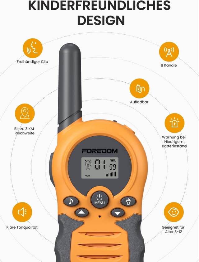 Thumbnail 3 de FOREDOM Walkie Talkie Kinderset 3 km Reichweite
