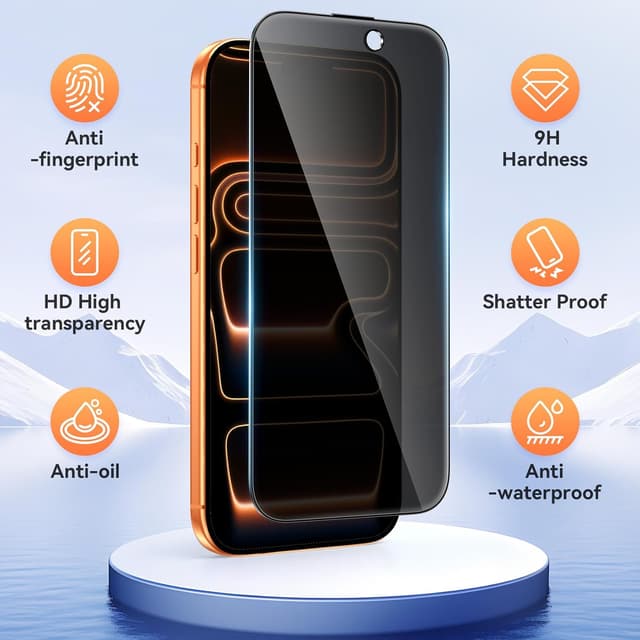 Detalle 2 de Niphabe 3 Pack Privacy Screen Protector for iPhone 17 Pro 6.3 inch (with 3 Camera Lens Protectors)