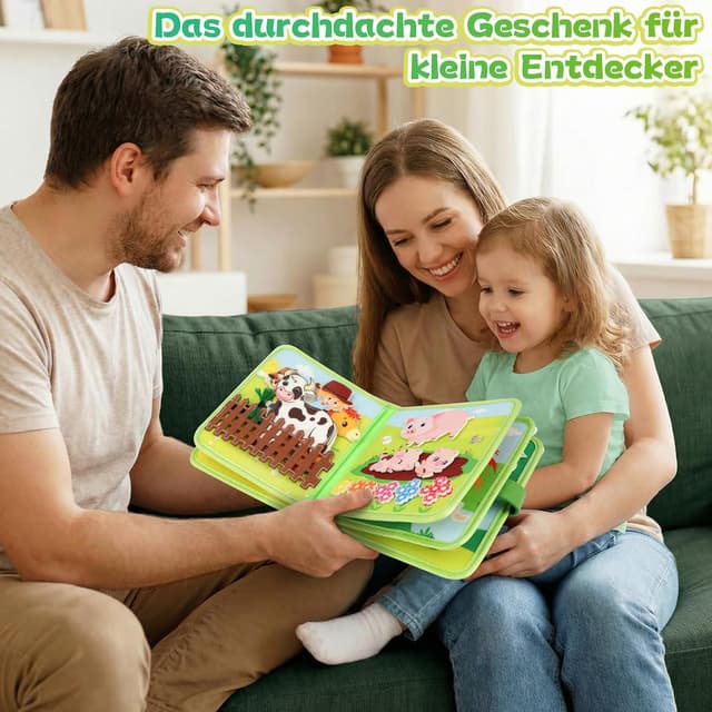 Thumbnail 6 de Kyteazr Busy Board Montessori Spielzeug ab 1 Jahr – 25-in-1 Quiet Book Bauernhof für unterwegs