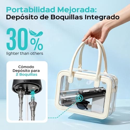 Detalle de COSLUS C51 irrigador dental bucal portátil inalámbrico con 3 modos, 18 niveles y depósito de 300 ml (IPX7)