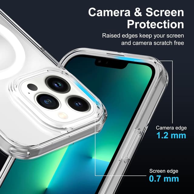 Detalle de XTCASE Coque magnétique MagSafe pour iPhone 13 Pro (transparent) avec bumper TPU antichoc