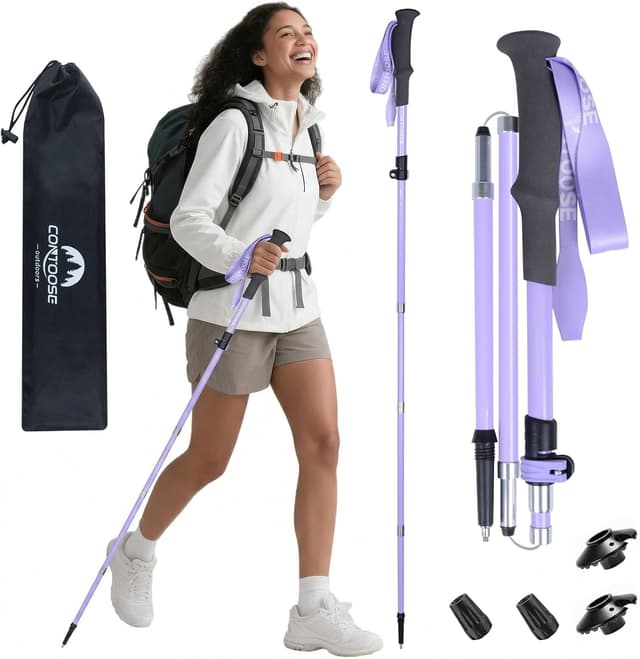 Detalle de Qoosea Bastón de Senderismo para Mujer 110–125 cm