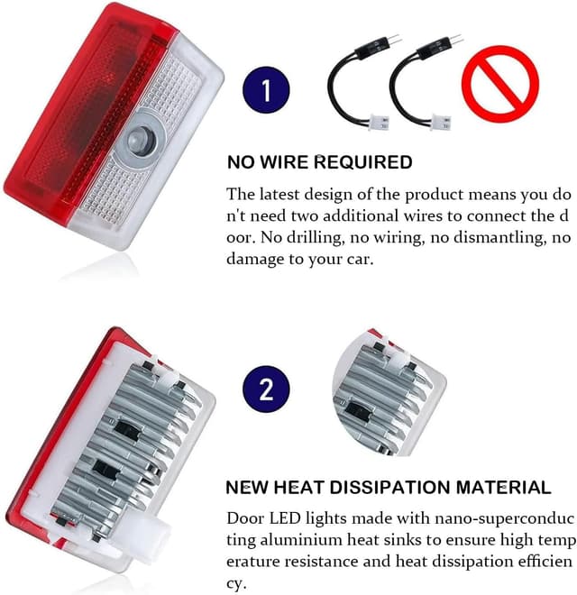 Detalle de Krewua 4 pcs Car Door Lights – plug-and-play entrance logo puddle lights for selected Mercedes classes