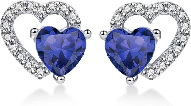 Thumbnail 6 de Qings Damen Geburtsstein Ohrstecker Herzform aus 925er Sterlingsilber