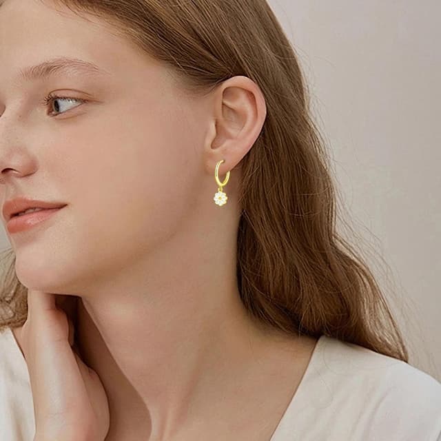 Detalle de Cangall Ohrringe Silber 925 Hängend Damen – Creolen mit Anhänger, nickelfrei