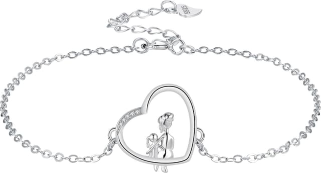 Detalle de Bracelet pendentif cœur en argent sterling 925 Yinsen, réglable (17 + 4 cm)