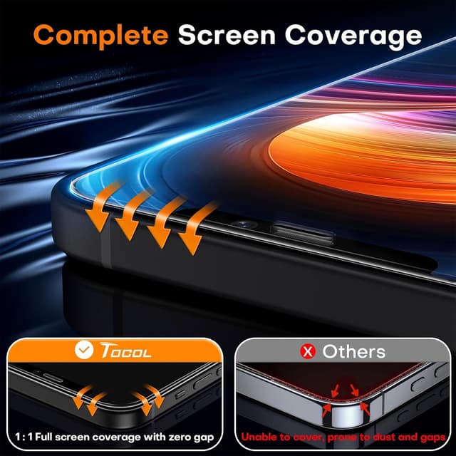 Detalle 2 de TOCOL iPhone 12 Screen Protector 2-Pack