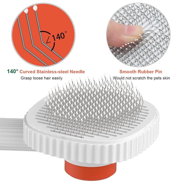 Detalle de ACE2ACE Katzenbürste für Lang- und Kurzhaar mit Knopf zur Selbstreinigung (weiß)