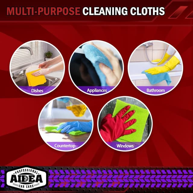 Thumbnail 6 de AIDEA Microfibre Cloths 100 Pack (30x30cm) – lint-free washcloths for car detailing & household cleaning