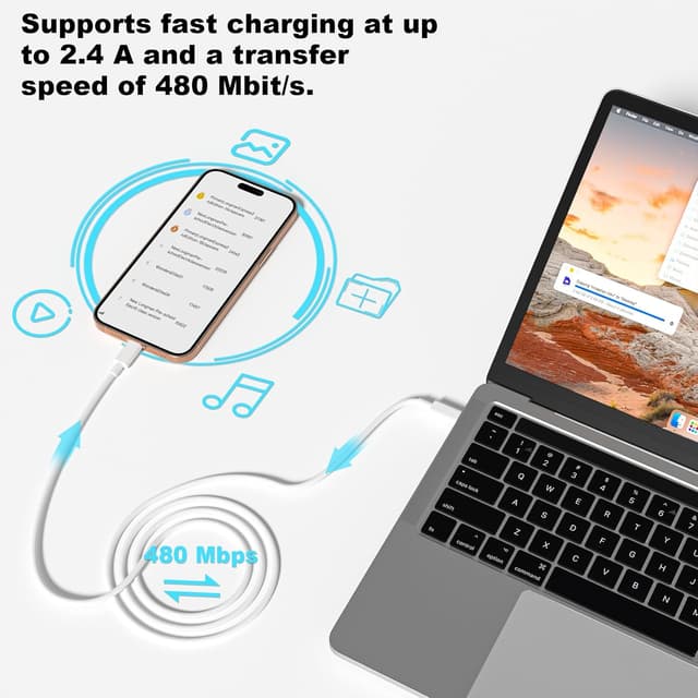 Detalle de USB C fast charging cable 2 pack 1M 2M