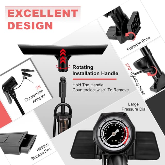 Detalle de Hycline bike floor pump 160 PSI gauge