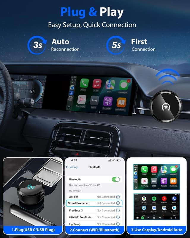 Thumbnail 6 de Visoud Ultra Mini Circular Wireless CarPlay & Android Auto Adapter with Fast Reconnect