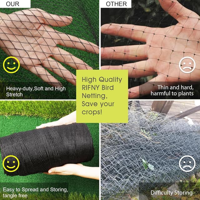 Detalle 2 de RIFNY 4 x 12m Garden Netting Bird Netting (15 x 15mm mesh) for Fruit Trees, Pond & Vegetable Beds