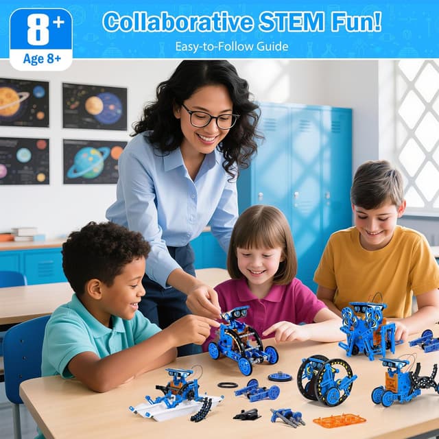 Detalle 2 de OMWay 12-in-1 Solar Robot STEM Kit for Ages 8–12 🤖