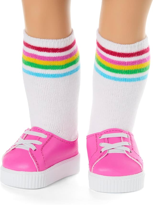 Detalle de American Girl Truly Me 18-inch Doll #116 (Light-Blue Eyes, Wavy Purple-and-Pink Hair) with Star Squad Outfit