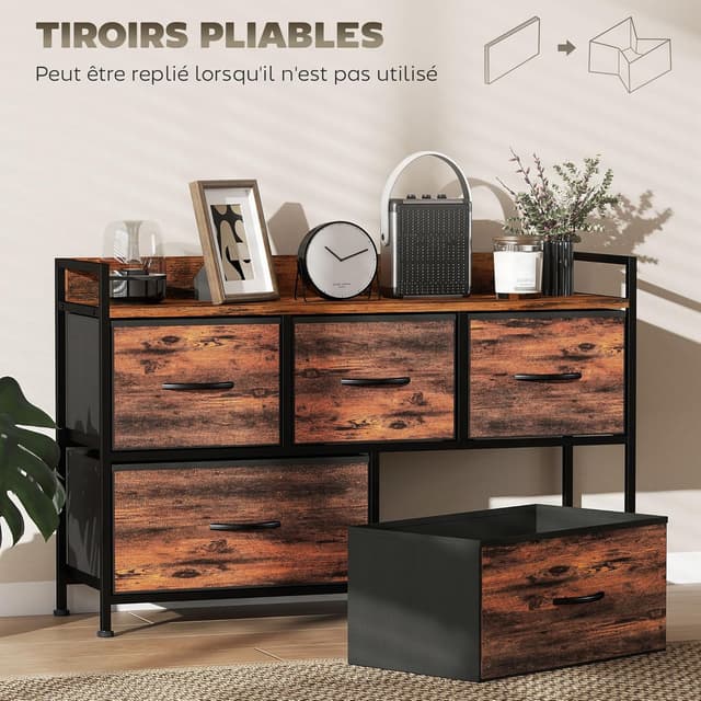 Thumbnail 5 de HOMCOM Commode 5 tiroirs en Tissu Pliables