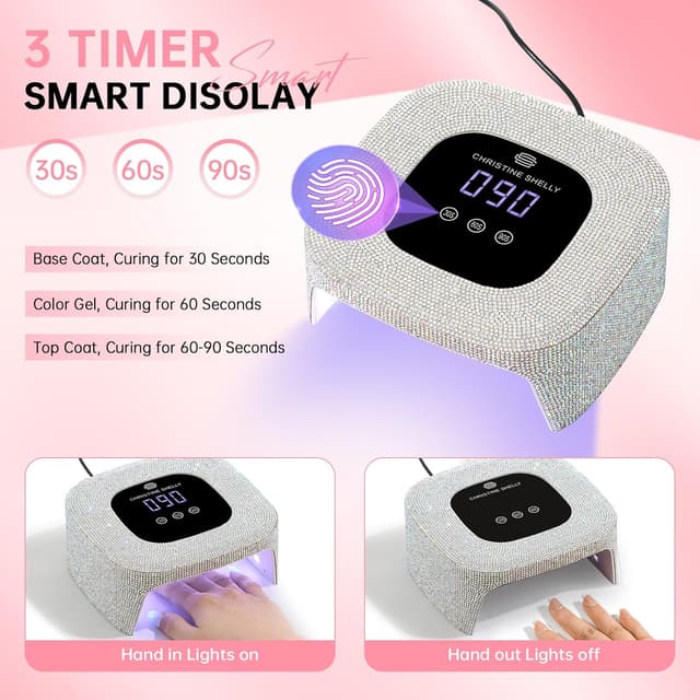 Detalle de CHRISTINE SHELLY 48W Gel Nail Lamp with Auto Sensor, 365nm/405nm and LCD Touch Timers