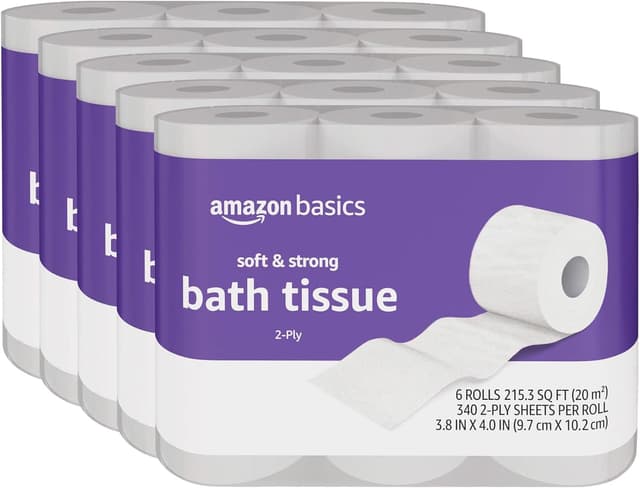 Imagen de Amazon Basics 2‑ply Toilet Paper 30 Rolls 🧻 en OfertitasTOP