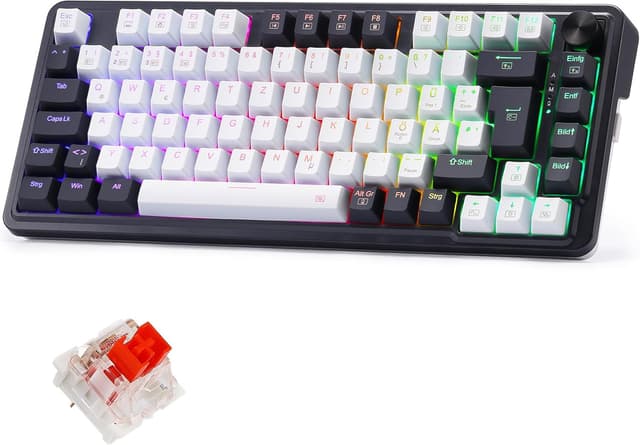 Detalle de Redragon K673 PRO kabellose QWERTZ-Gaming-Tastatur (75% / 82 Tasten) mit Hot-Swap und Tri-Mode
