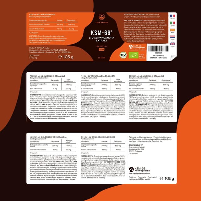 Thumbnail 5 de TRUE NATURE Bio Ashwagandha KSM-66 600 mg