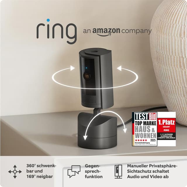 Detalle de Ring Bewegliche Ring-Innenkamera (Pan-Tilt) – Plug-in Überwachungskamera mit 360°-Schwenk für Haustierbesitzer