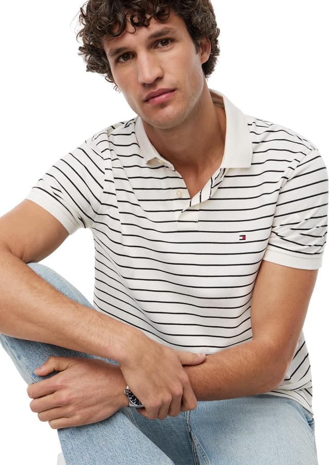 Detalle de Tommy Hilfiger Uomo Polo 1985 Regular Fit con bandierina ricamata