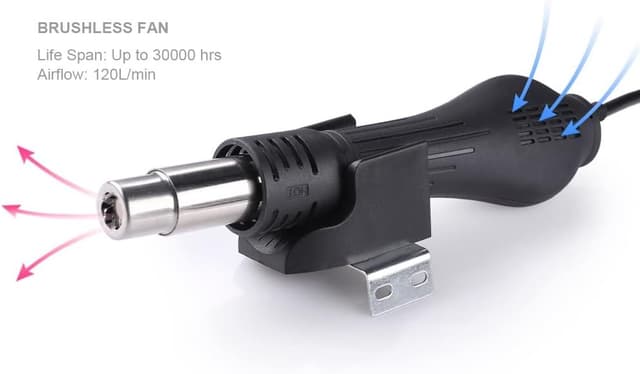 Detalle 2 de Station de soudage à air chaud 2 en 1 SMD 852D+ avec accessoires professionnels