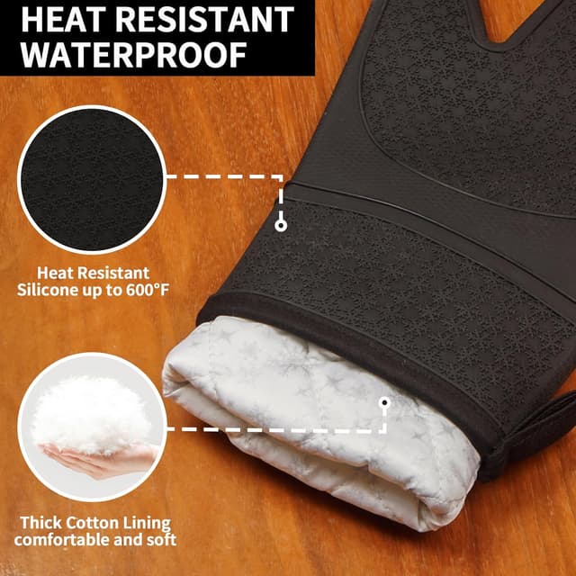 Detalle de MEETOZ Silicone Oven Mitts, 600° heat