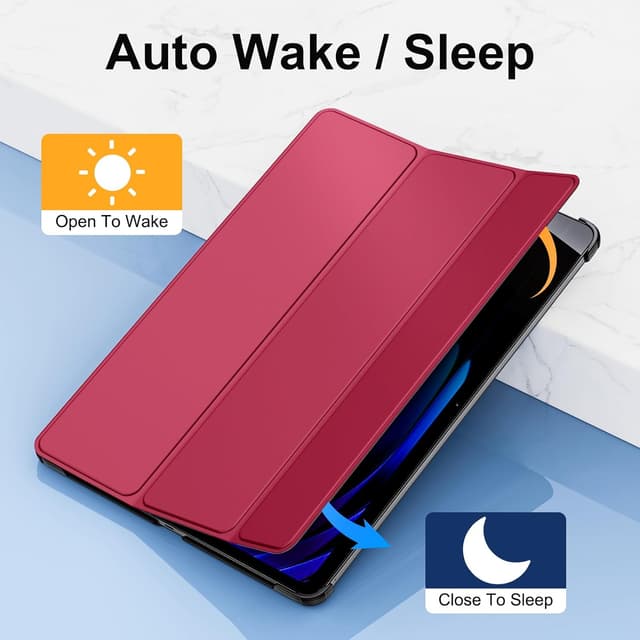 Detalle de DLveer Slim Smart Schutzhülle mit Ständer für Xiaomi Pad 7/8 & 11,2-Zoll Pro-Modelle – Rotwein