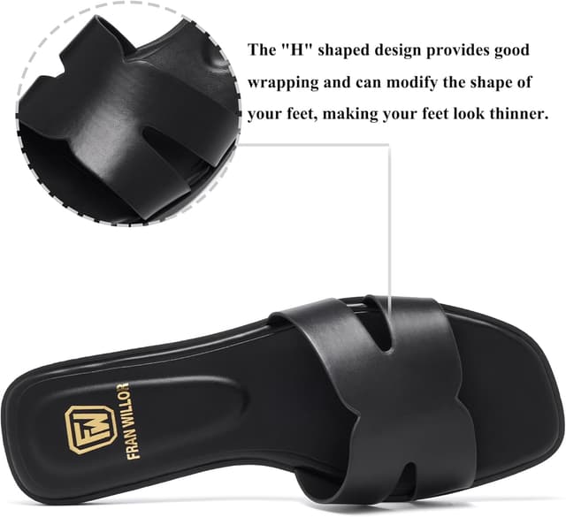 Detalle de Women’s Flat Slide Sandals with Memory Foam Insole and Slip-Resistant TPR Outsole