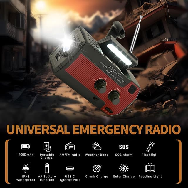 Thumbnail 4 de SOLARBABY Wind Up Solar Emergency Radio 4000 mAh 🔊