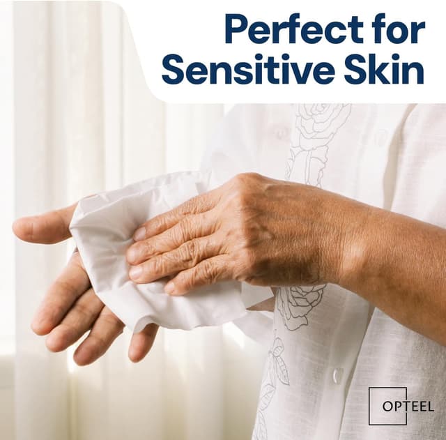 Detalle de OPTEEL Extra-Large Adult Wet Wipes (8" x 13") for Elder Care & Incontinence, Pre-Moistened with Vitamin E & Aloe