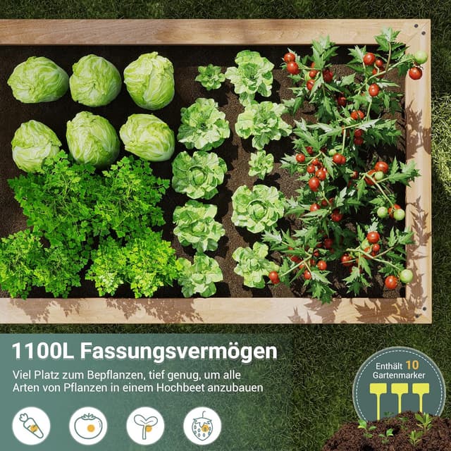 Detalle 2 de UDPATIO Hochbeet aus Holz für Garten & Balkon, 168 x 88 x 80 cm