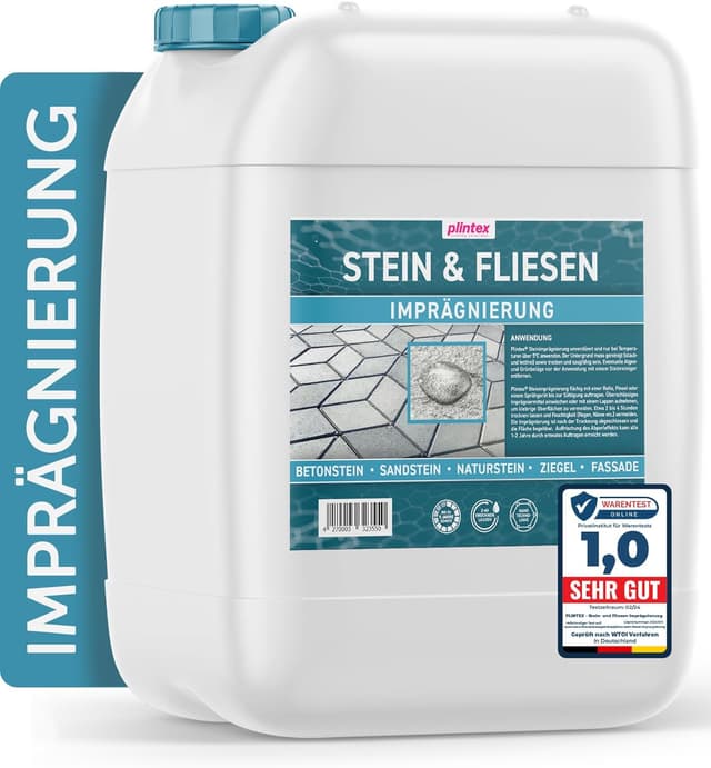 Detalle de PLINTEX Steinimprägnierung Außen & Innen (10 L) – wasser- und schmutzabweisend für Naturstein, Beton & mehr