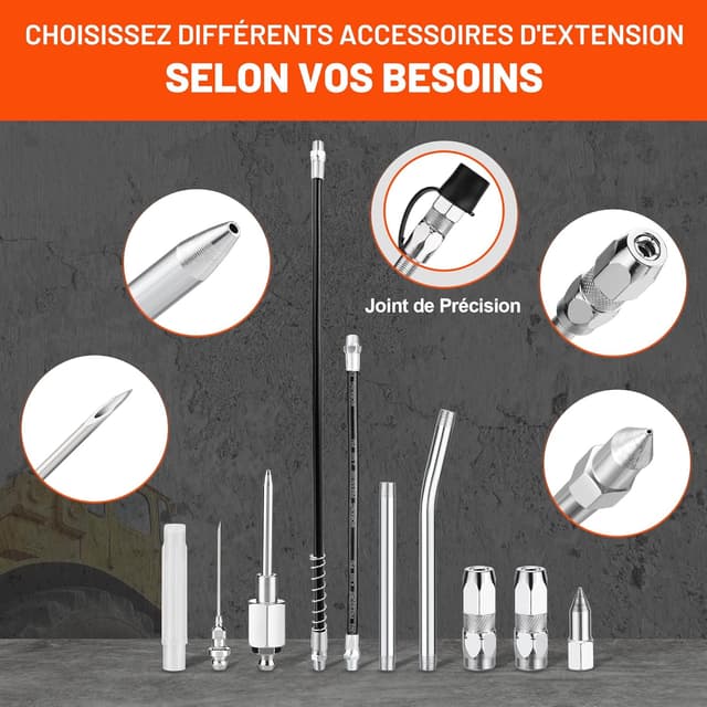 Detalle 2 de ValueMax Pistolet à Graisse 400 ml 6000 PSI 🛠