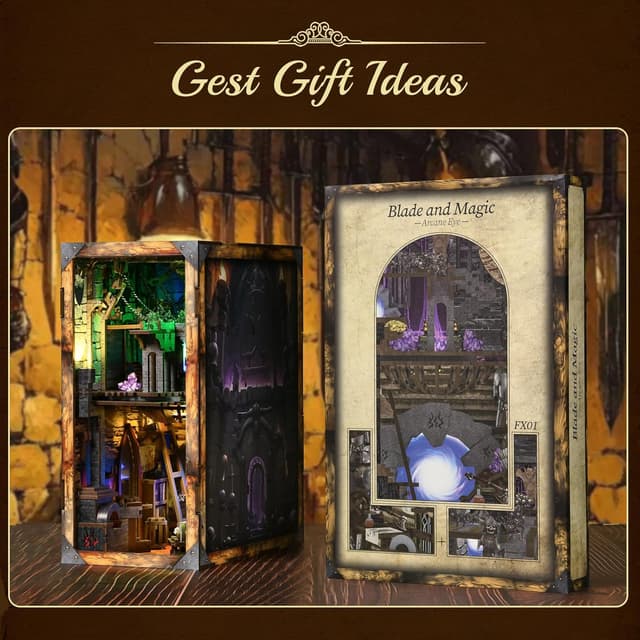 Detalle de MiniCity Book Nook Kit DIY miniature dollhouse booknook with LED light and dust cover (Blade and Magic)