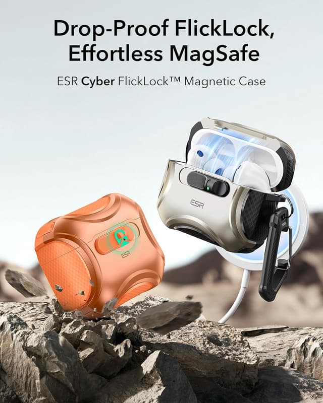 Detalle de ESR for AirPods Pro 3 Case (2025) in Orange with MagSafe & Drop-Proof Lock
