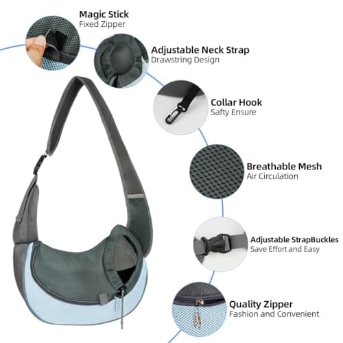 Detalle de AUYAO Bandolera mochila perro azul 5 kg