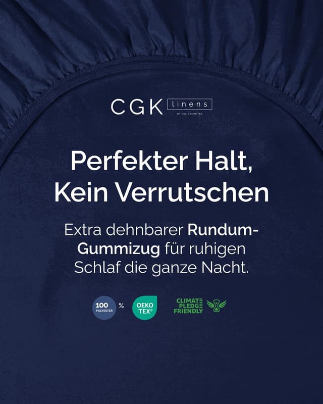 Detalle 2 de Spannbettlaken 200x200 cm Marineblau – extra tief bis 40 cm, Mikrofaser, knitterfrei & Oeko-TEX