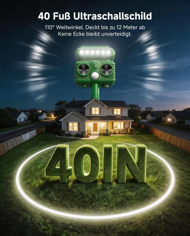 Detalle 2 de CritterAway Katzenschreck mit Ultraschall, Solar-Ladung & Bewegungsmelder für Garten und Rasen