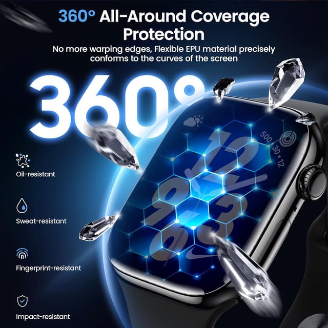 Detalle de UniqueMe Apple Watch screen protector 4 pack