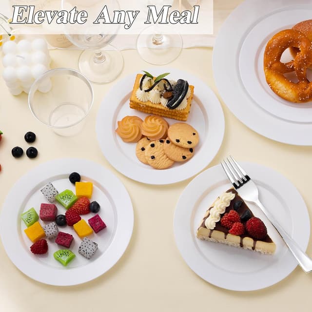 Thumbnail 5 de Beststar 200PCS White Plastic Dinner Plates