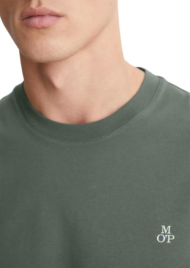 Detalle de Marc O’Polo Denim Herren T‑Shirt aus Bio-Baumwolle mit Rundhalsausschnitt