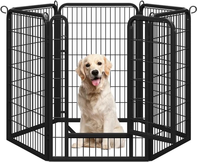 Detalle de Yaheetech Recinto per cani e piccoli animali con 6 pannelli pieghevoli 68 x 100 cm, in ferro nero
