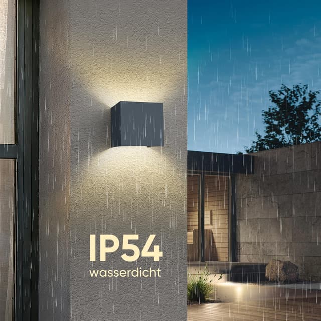 Detalle de vatato LED-Wandleuchte (2er-Set) 12 W, 3000 K Warmweiß, Aluminium, IP54 – einstellbarer Lichtstrahl (Anthrazit RAL 7016)