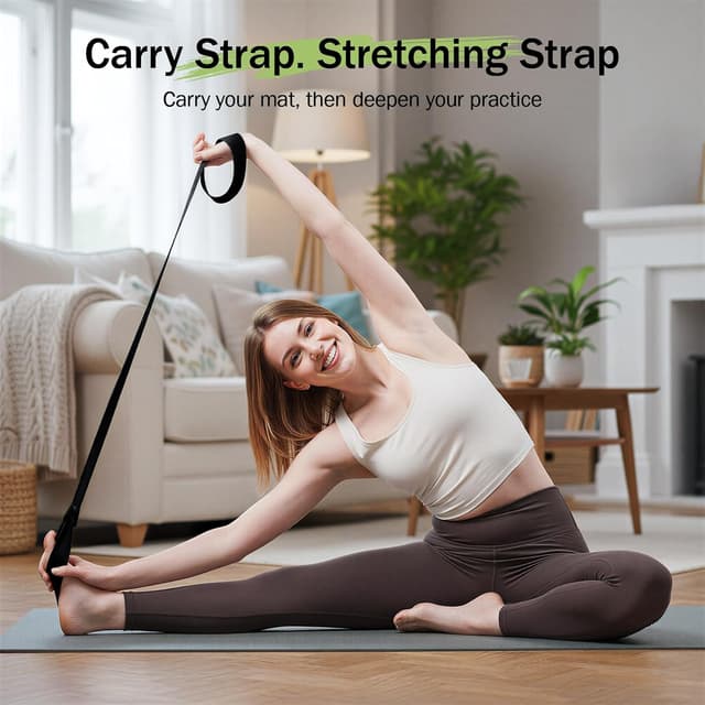 Detalle de Slim Panda adjustable yoga mat carry straps (cotton) – strap sling with loop, yoga mat not included