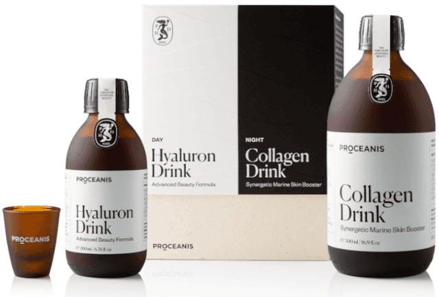 Detalle de Proceanis Pack Day & Night (Hyaluron Drink y Collagen Drink) para rutina de belleza día y noche