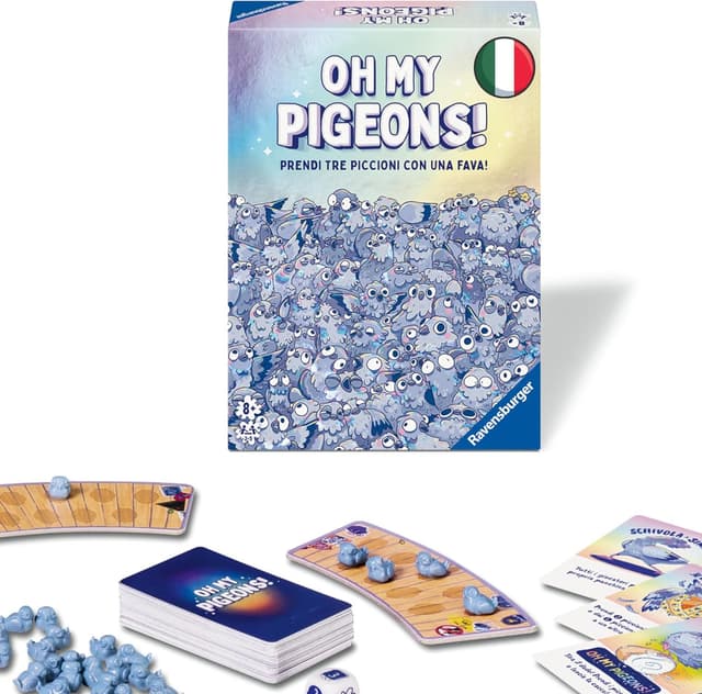 Detalle de Ravensburger Oh My Pigeons – gioco di carte per 2-5 giocatori, versione italiana